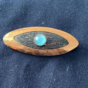 Vintage Moda do Malta handmade copper brooch pin.  J0045